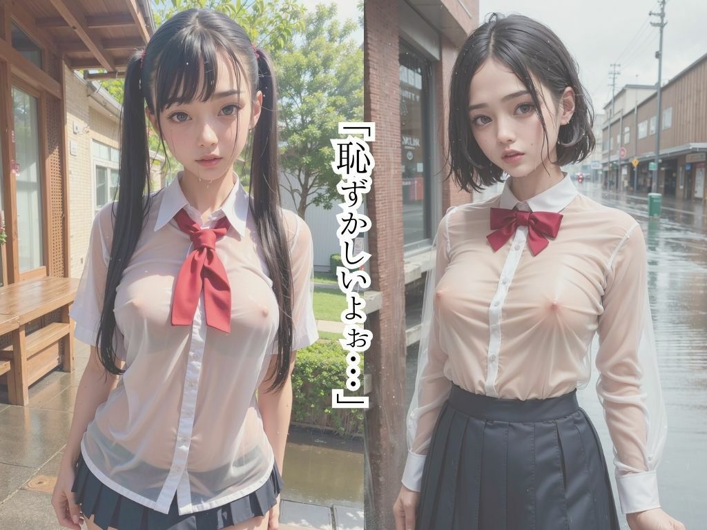 サンプル画像3:ノーブラの日ににわか雨に打たれた女子校生(まーどか) [d_320848]