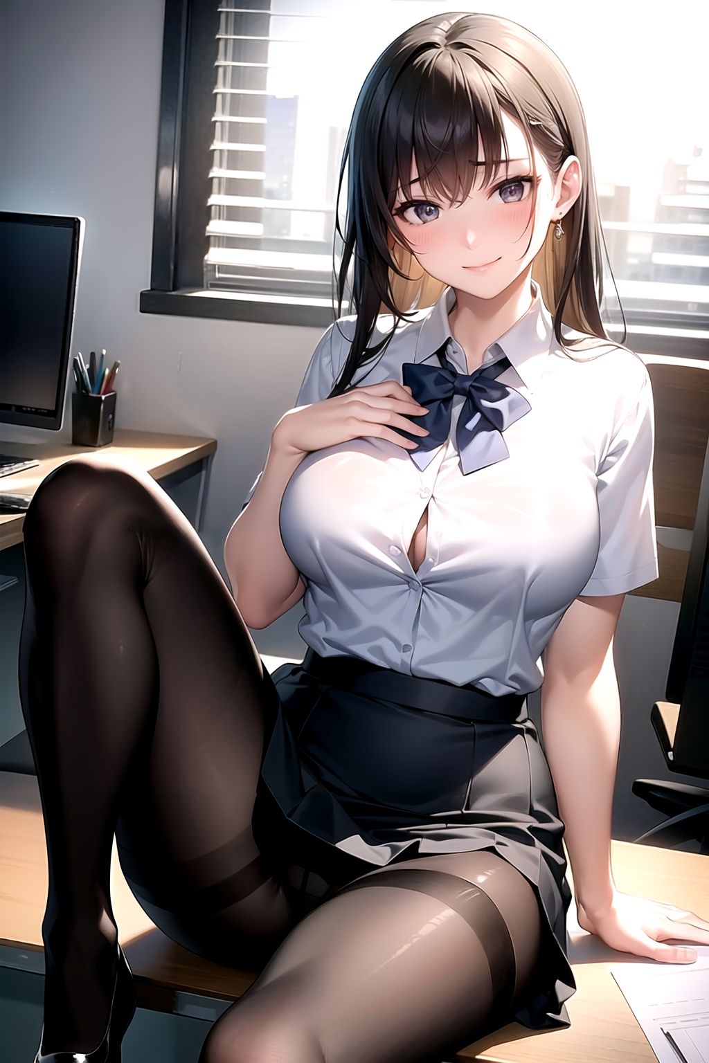 サンプル画像2:AIイラスト集 黒スト美人上司＃1(KUMAI) [d_321089]