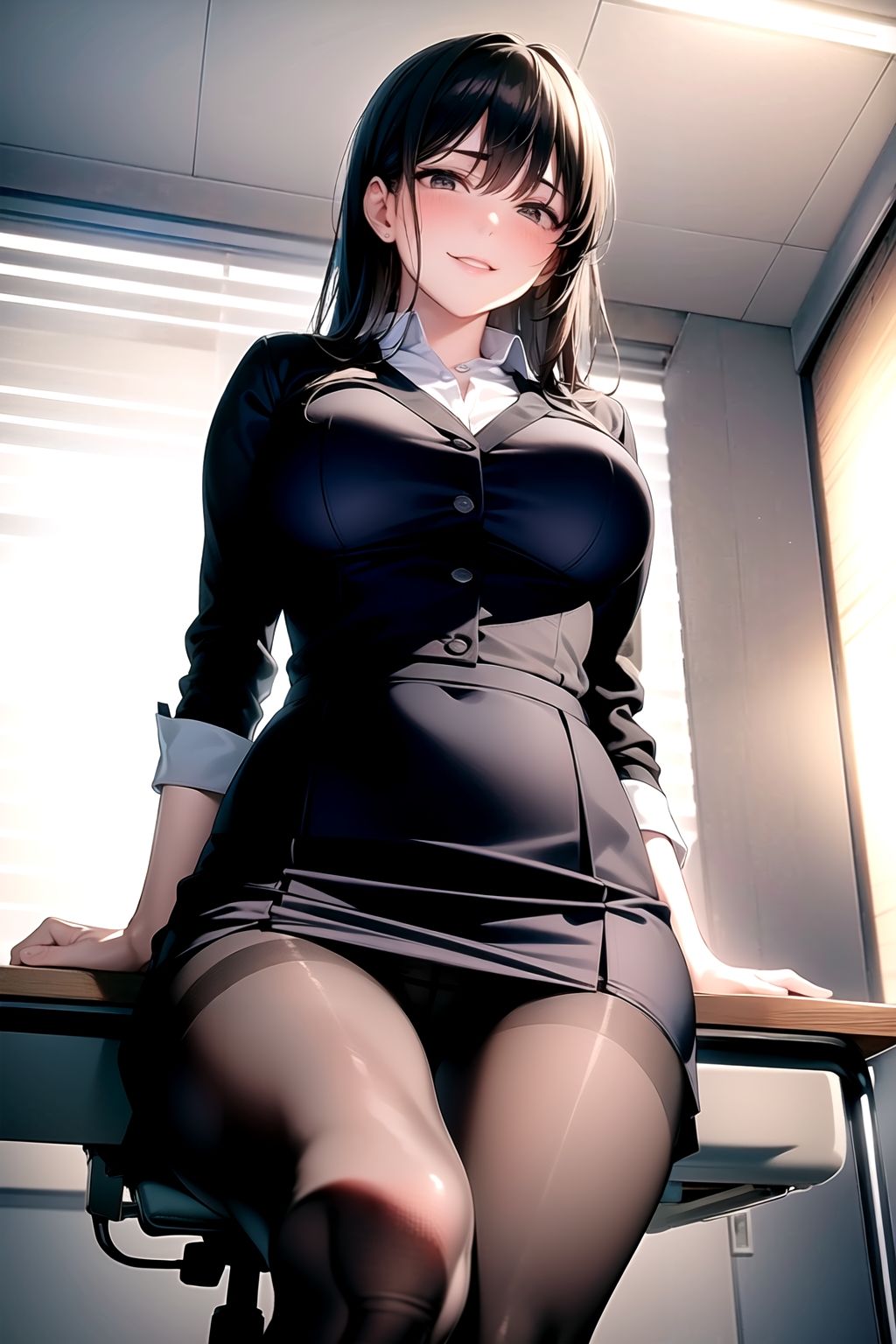 サンプル画像3:AIイラスト集 黒スト美人上司＃1(KUMAI) [d_321089]