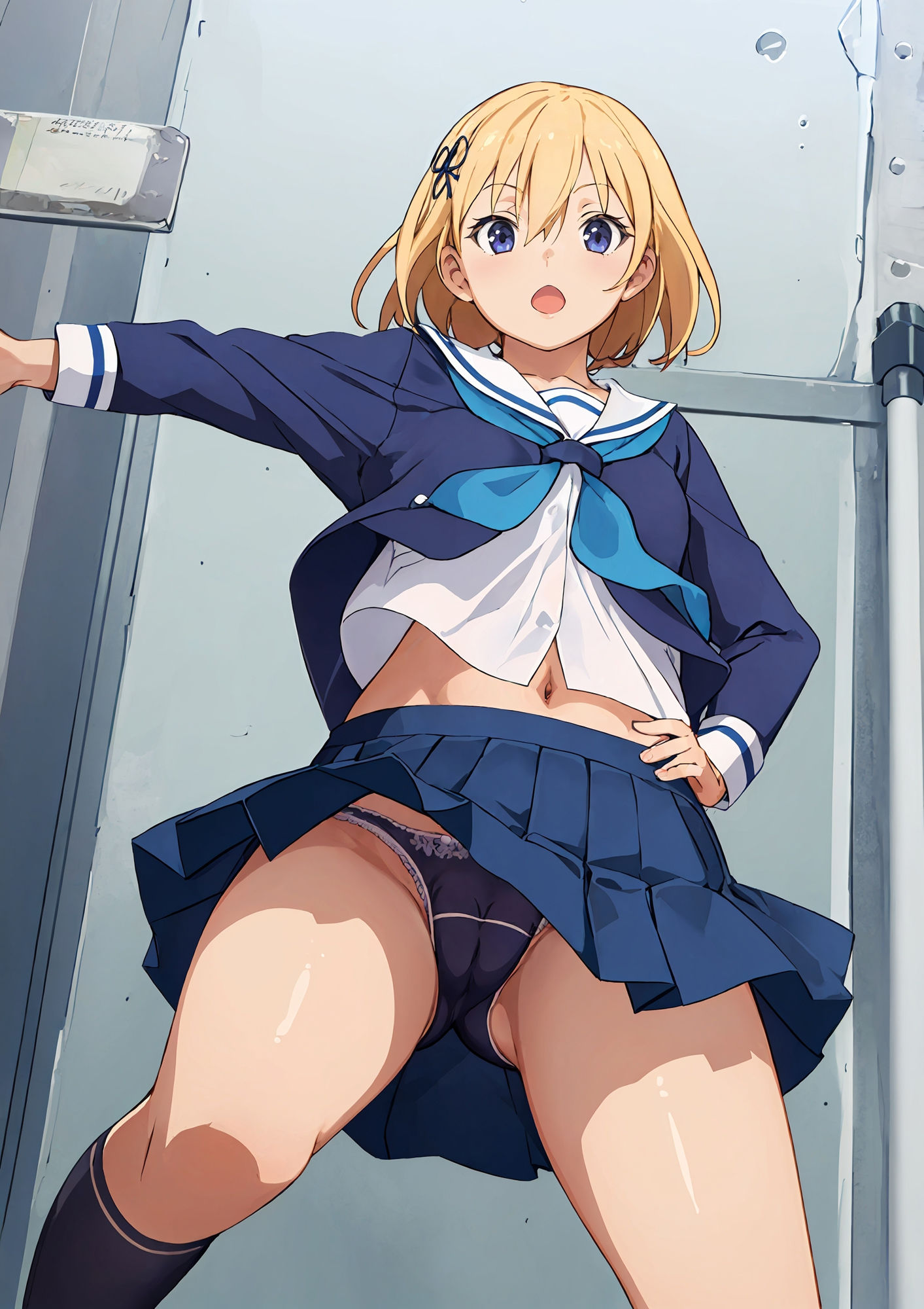 サンプル画像3:正面から見上げる制服少女のマンスジおパンツ(でのいず) [d_321191]