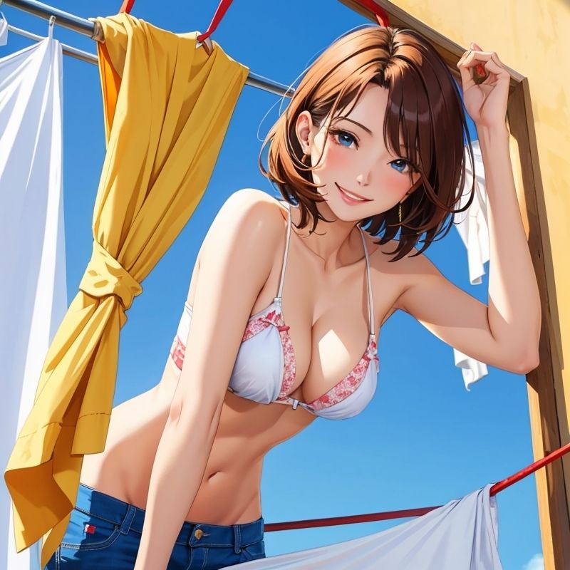 サンプル画像1:洗濯物を干してる美人若妻がオナニーしだした(BMさん) [d_321244]