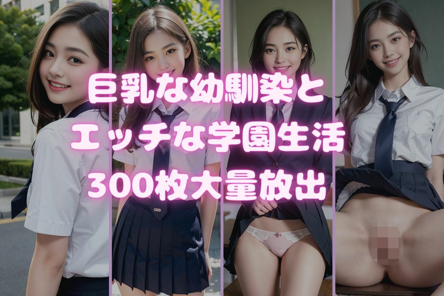 サンプル画像1:巨乳な幼馴染とエッチな学園生活(女子○生AI画像) [d_321537]