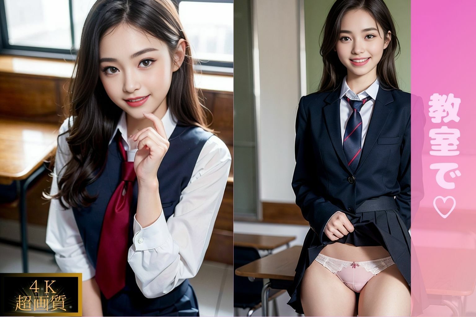 サンプル画像2:巨乳な幼馴染とエッチな学園生活(女子○生AI画像) [d_321537]