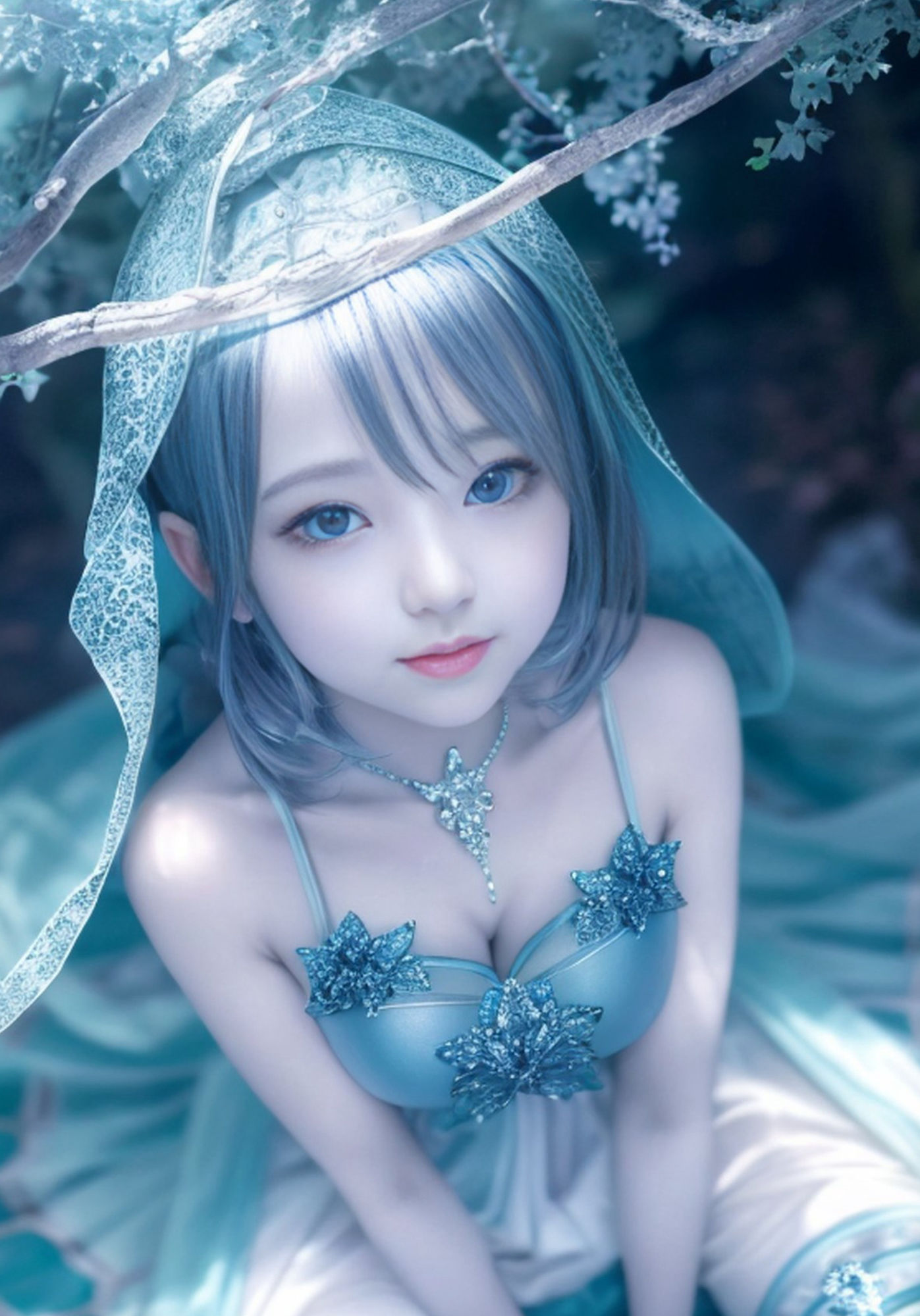 サンプル画像4:異世界の水色夢 青 × 水 × 若き女性(魅惑の冒険者) [d_321553]