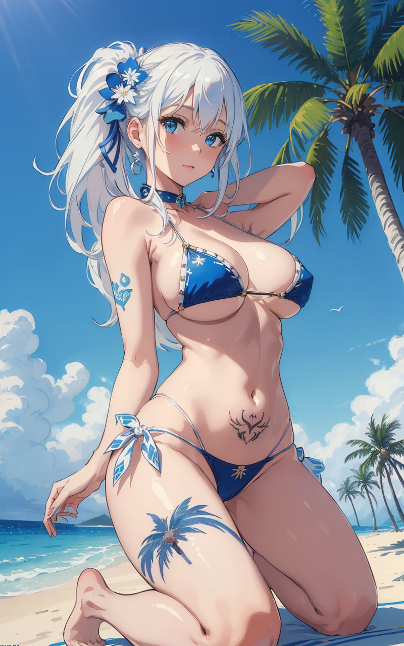 サンプル画像2:水着美少女イラスト集〜AIイラスト〜(くりきんとん) [d_321583]