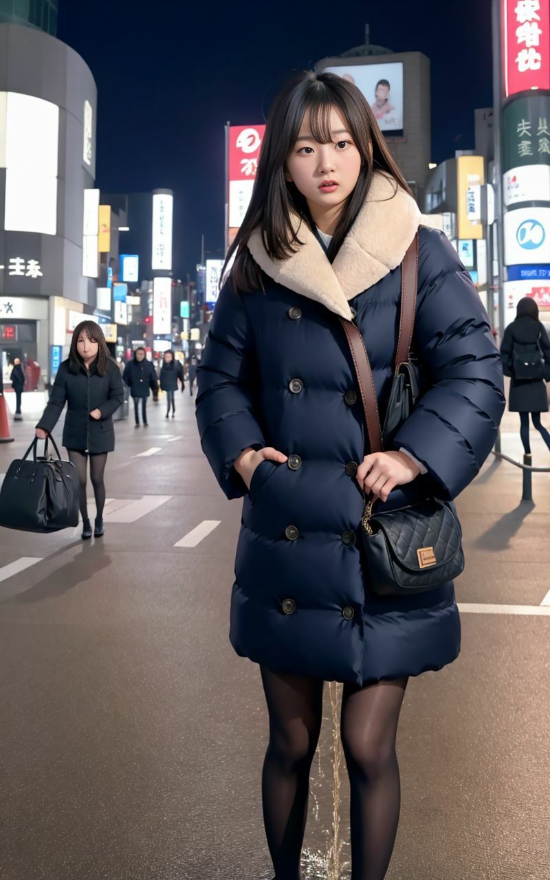 サンプル画像1:AIおもらし美女〜夜の繁華街編〜(P-AI planning) [d_321825]