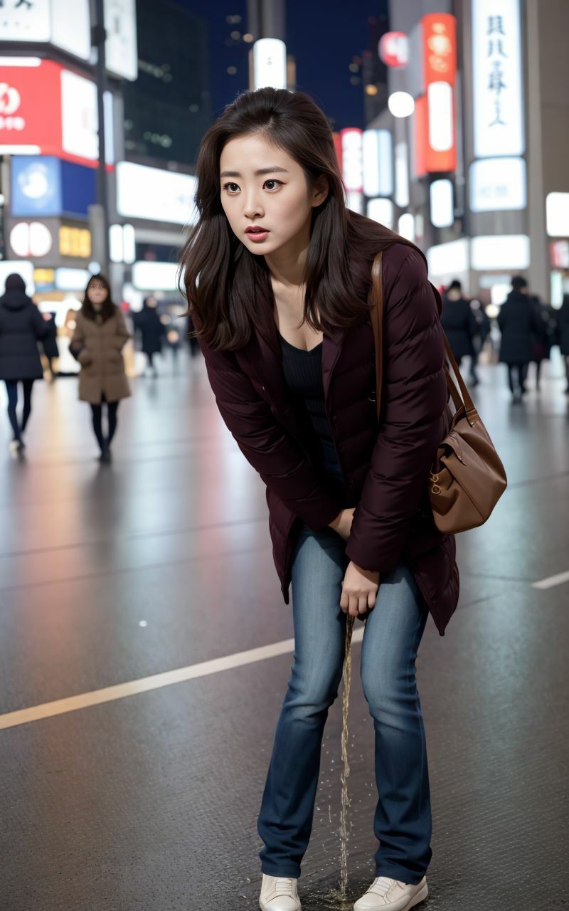 サンプル画像3:AIおもらし美女〜夜の繁華街編〜(P-AI planning) [d_321825]