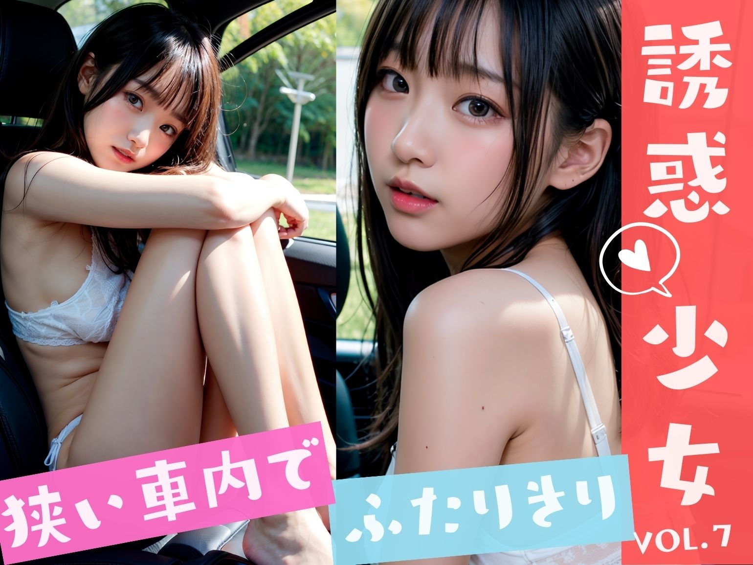 サンプル画像2:えちえちJKが車の中で誘惑してくる – 誘惑少女(AI美女はセカイを◯◯◯？) [d_322213]