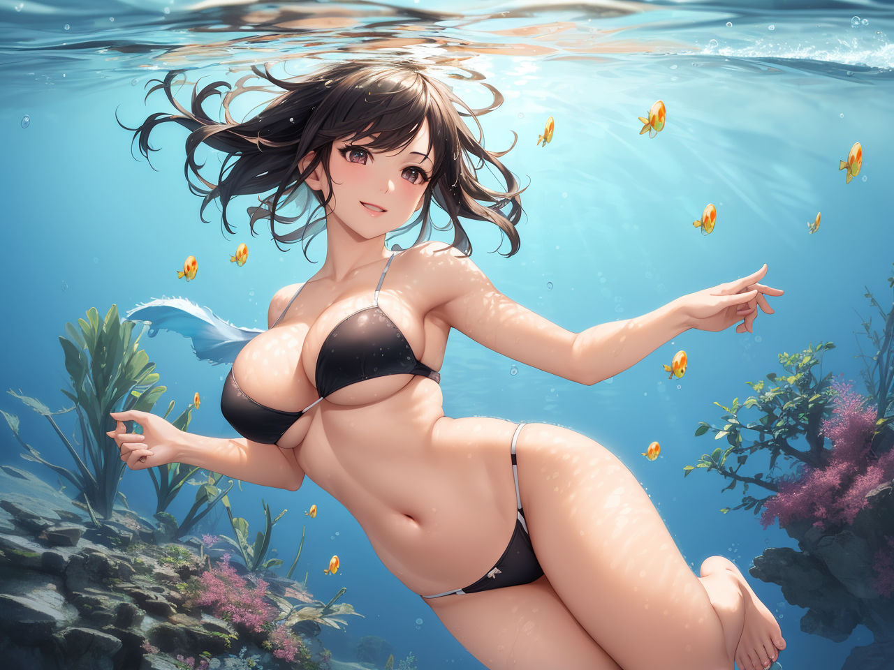 サンプル画像4:水の中の美女たち〜AIイラスト集〜(くりきんとん) [d_322335]