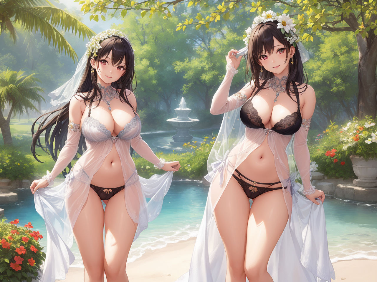 サンプル画像4:二人でたたずむ美女たち〜AIイラスト集〜(くりきんとん) [d_322348]