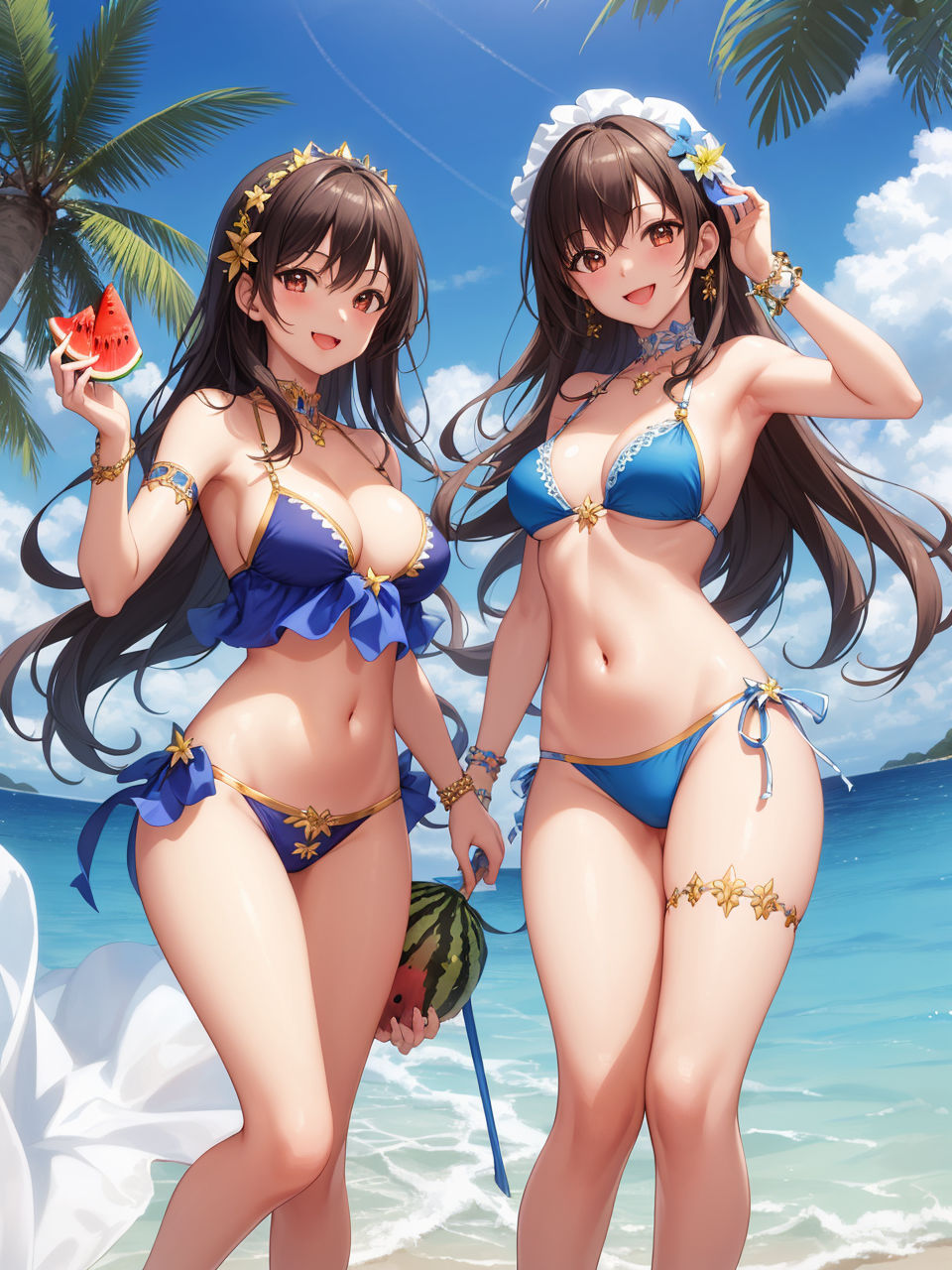 サンプル画像1:二人でたたずむ美女たち2〜AIイラスト集〜(くりきんとん) [d_322444]