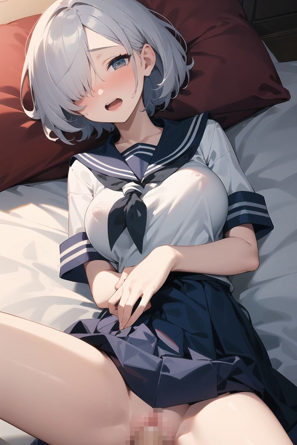 【銀髪JK×着衣プレイ】転校生の銀髪ハーフが美巨乳すぎた件のサンプル画像 6