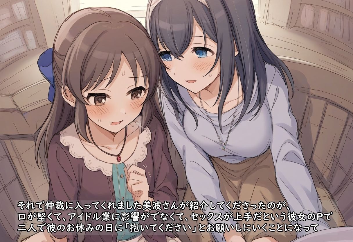 サンプル画像4:ユリハサ！ アイマス版2 姉妹みたいなアイドルが実は百合ってて男のことも性教育してほしいと頼み込まれました(催●スマホの淫魔) [d_323153]