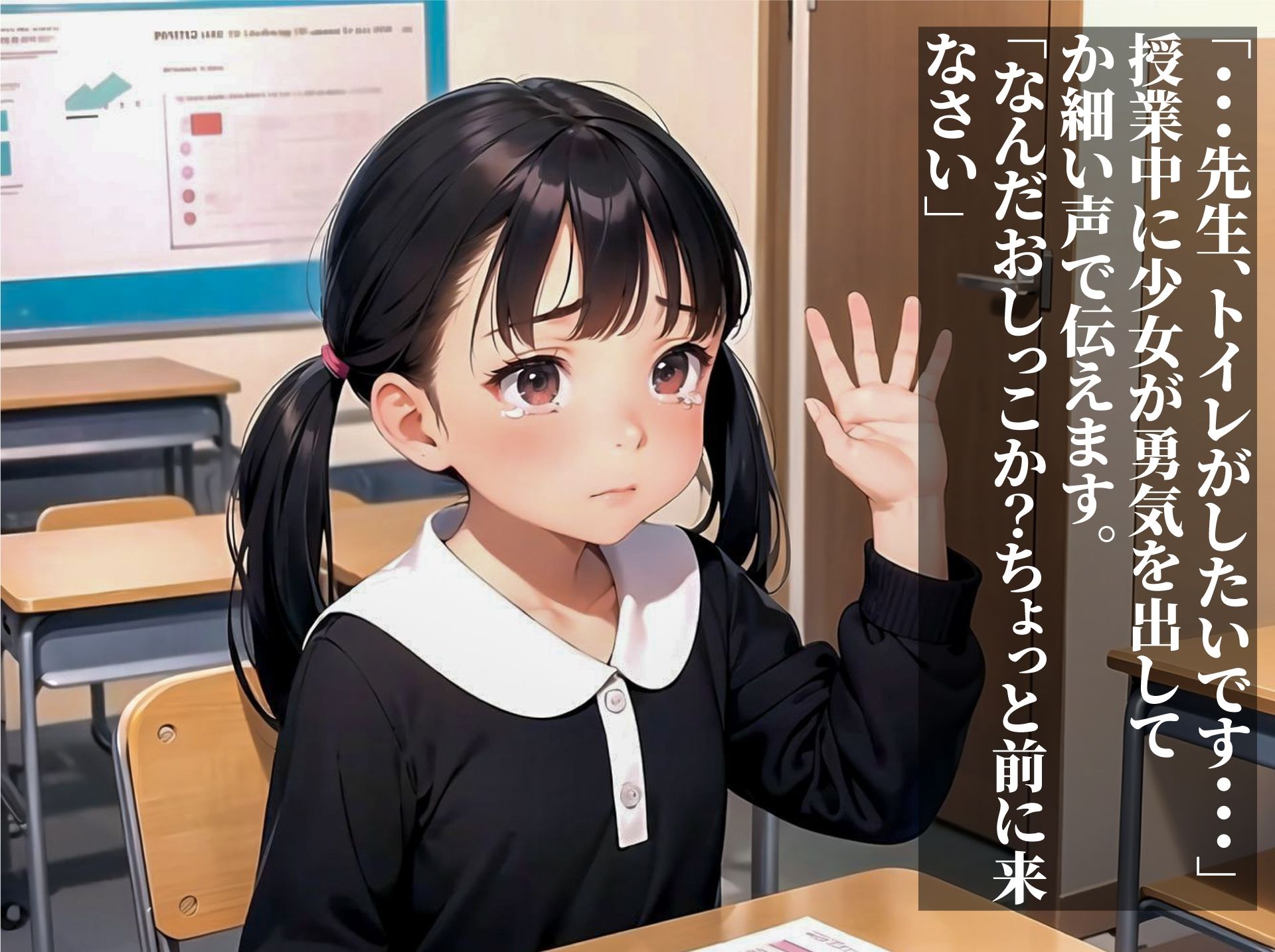 サンプル画像1:クラスメイトの前で強●的に放尿させられる少女たち(AIいらすとアダルトフリーギャラリー) [d_323247]