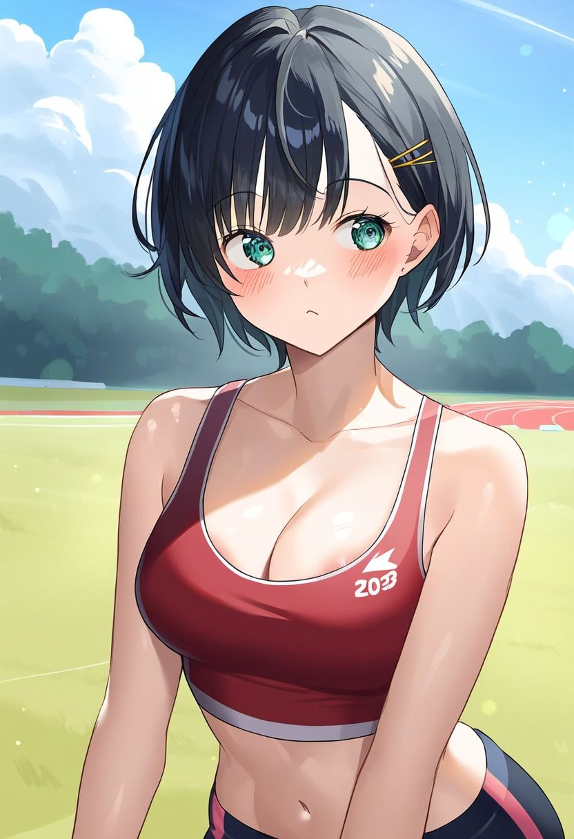 サンプル画像2:陸上女子 〜エッチな練習〜 露出＆セックス 500枚イラスト集(美女名鑑/タトゥー) [d_323851]