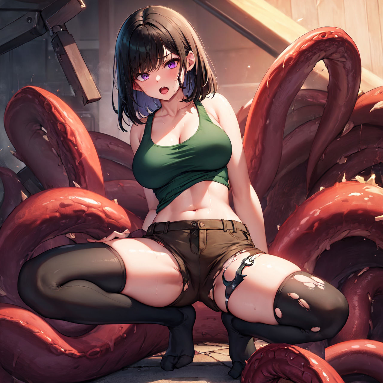 サンプル画像3:巨乳少女は触手に勝てない［AIイラスト集Vol.01］(巨乳少女は触手に勝てない) [d_324014]