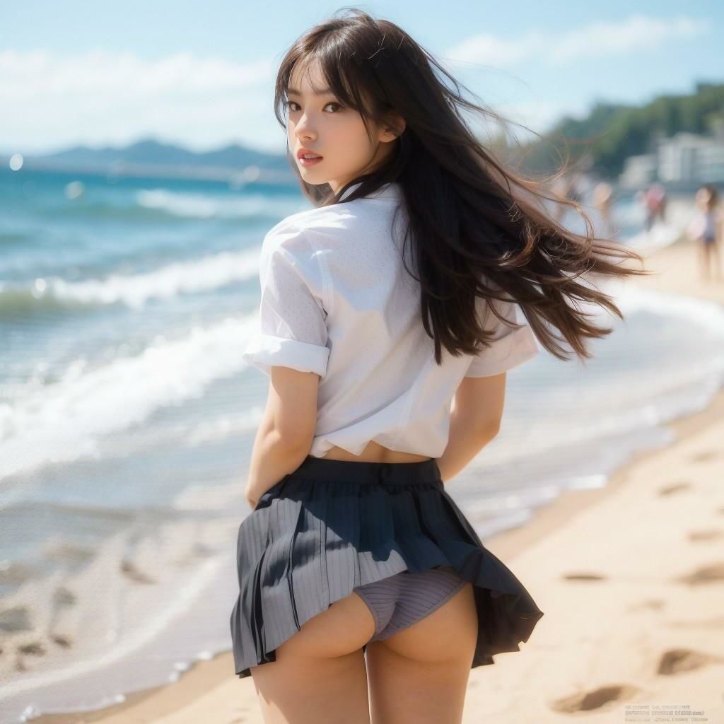 サンプル画像3:【かわいい彼女のパンティ3】ビーチ編(AI_Shiteru) [d_324162]