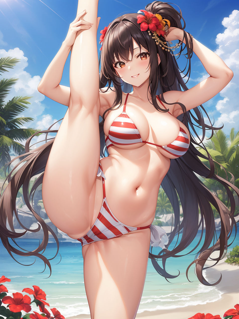 サンプル画像2:大胆なI字開脚の美少女たち〜AIイラスト集〜(くりきんとん) [d_324204]