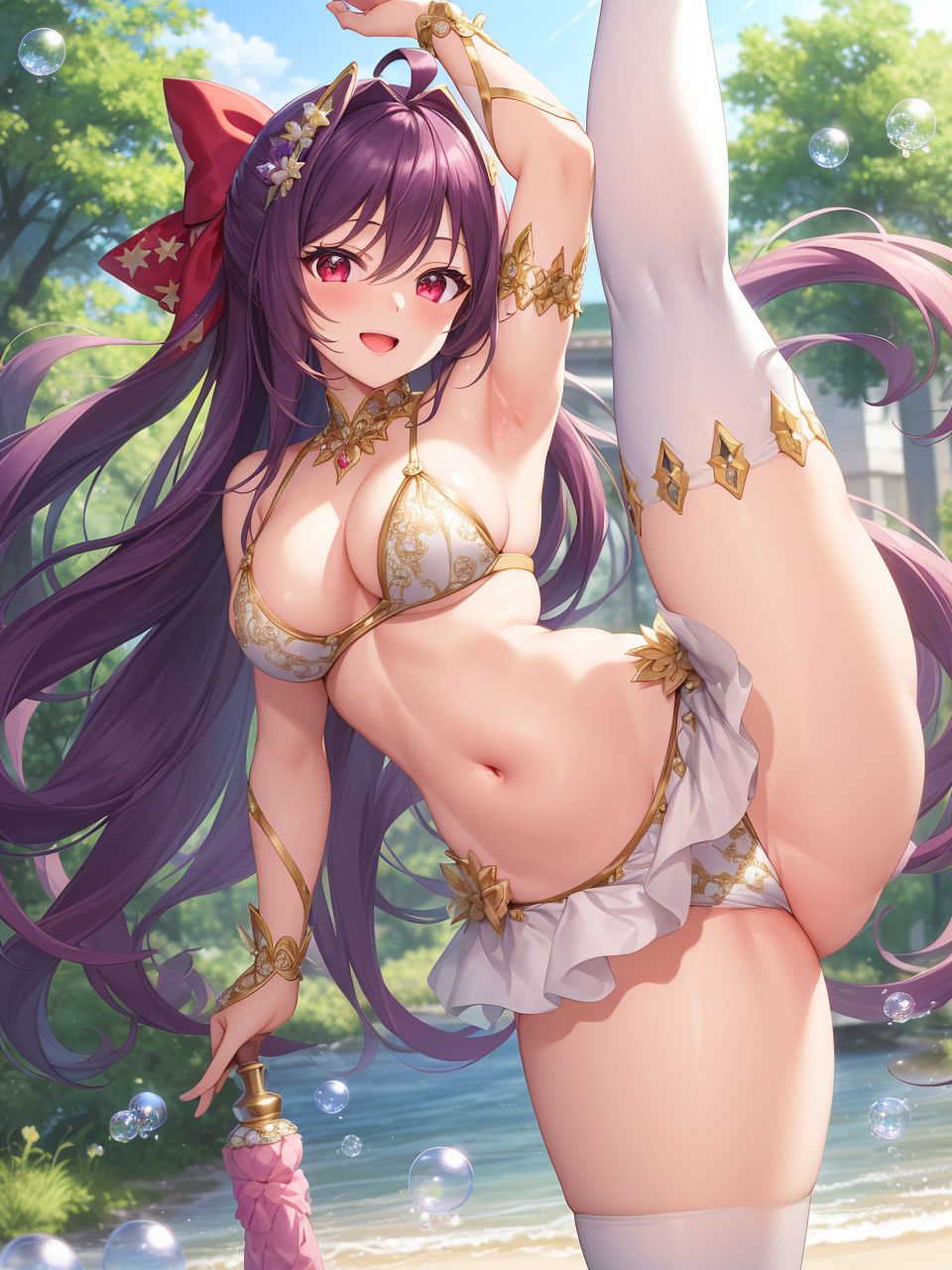 サンプル画像4:大胆なI字開脚の美少女たち〜AIイラスト集〜(くりきんとん) [d_324204]