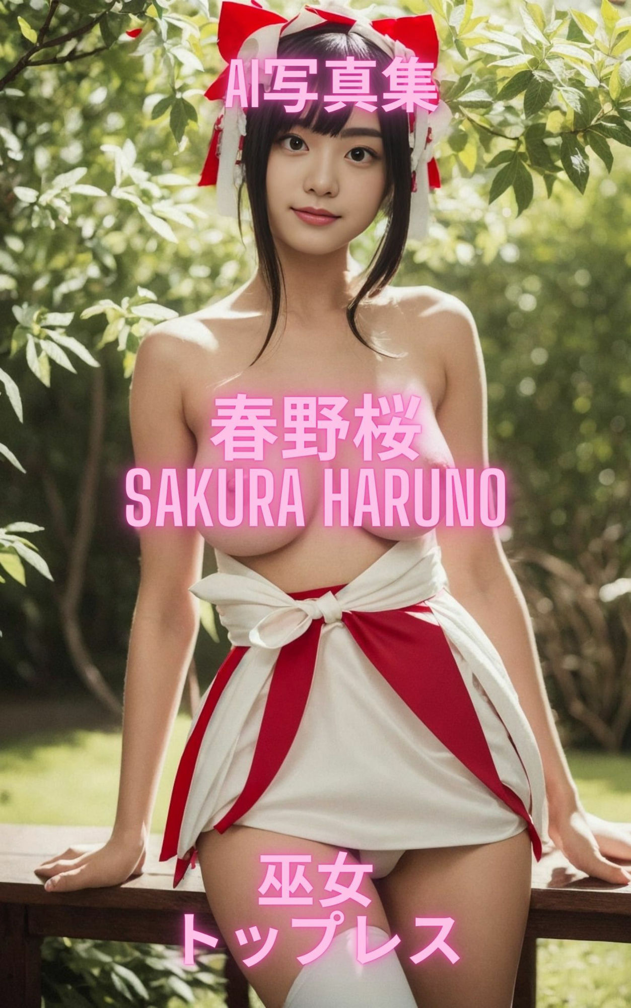 サンプル画像3:AI写真集 春野桜 Sakura Haruno 巫女トップレス(Premium Girls) [d_324559]