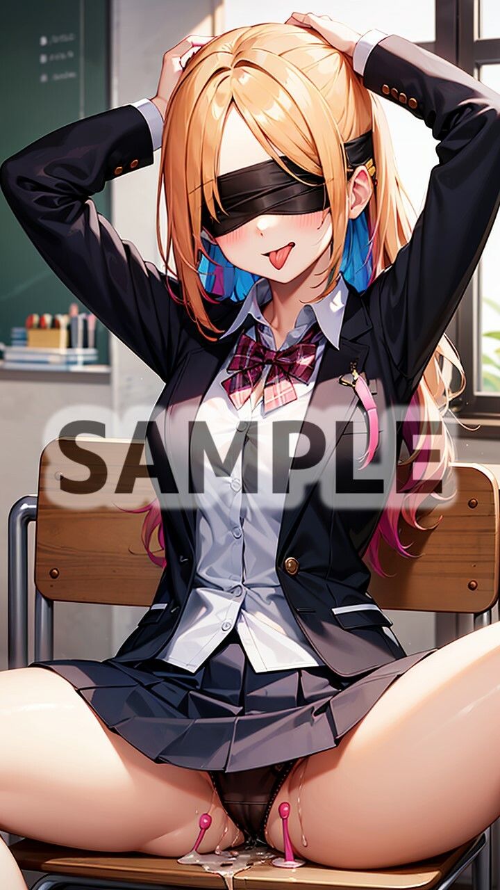 サンプル画像4:目隠し＆バイブでトロトロになった制服女子(AI愛create) [d_324653]