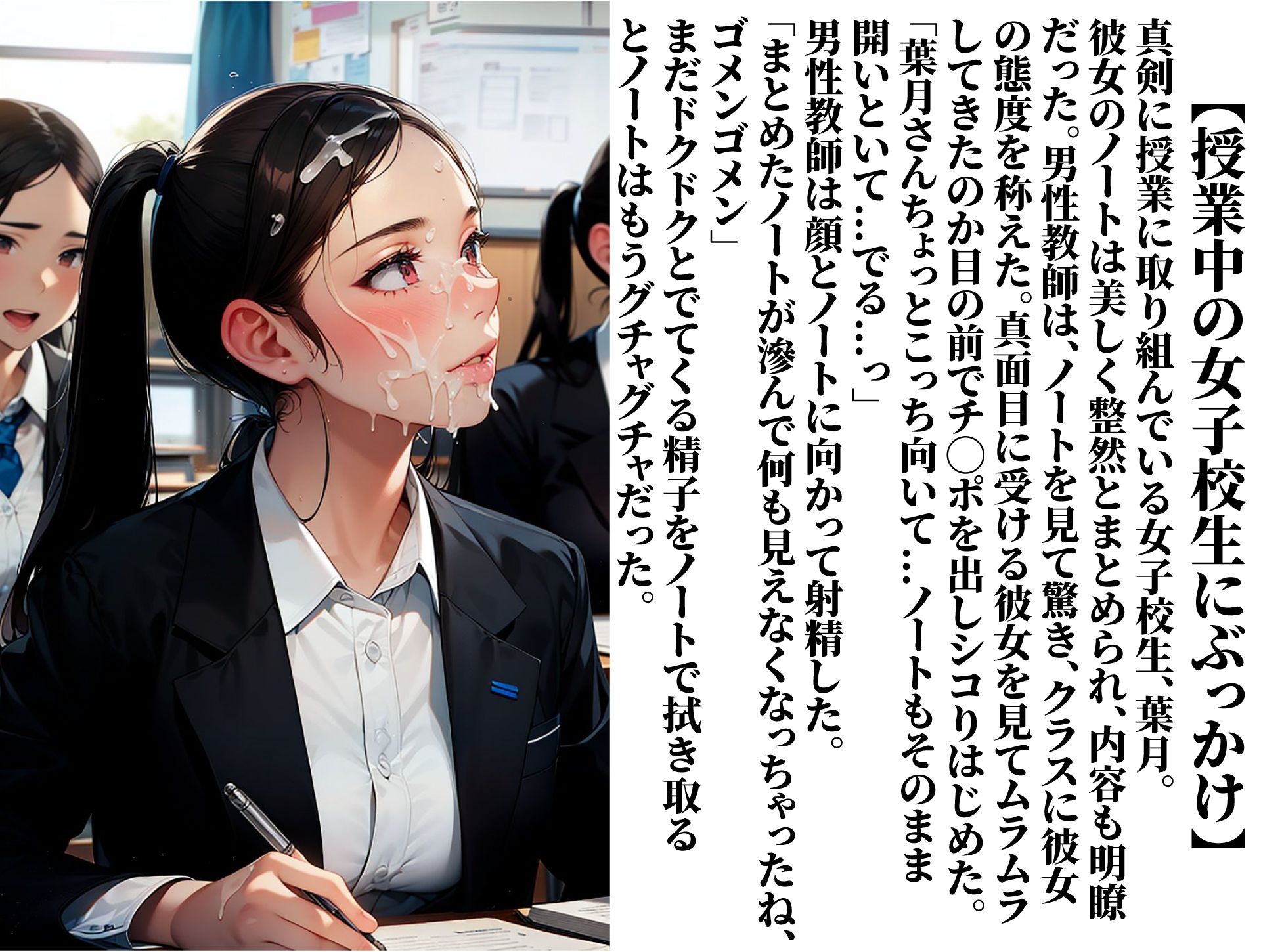 サンプル画像4:ムラムラしたらいつでも女子校生にぶっかけて良い世界(AIいらすとアダルトフリーギャラリー) [d_324981]