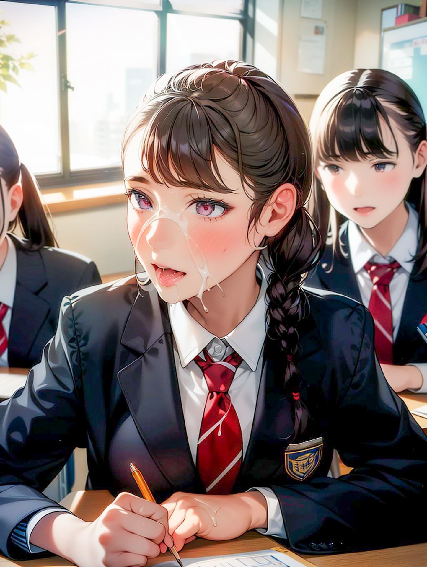 サンプル画像5:ムラムラしたらいつでも女子校生にぶっかけて良い世界(AIいらすとアダルトフリーギャラリー) [d_324981]