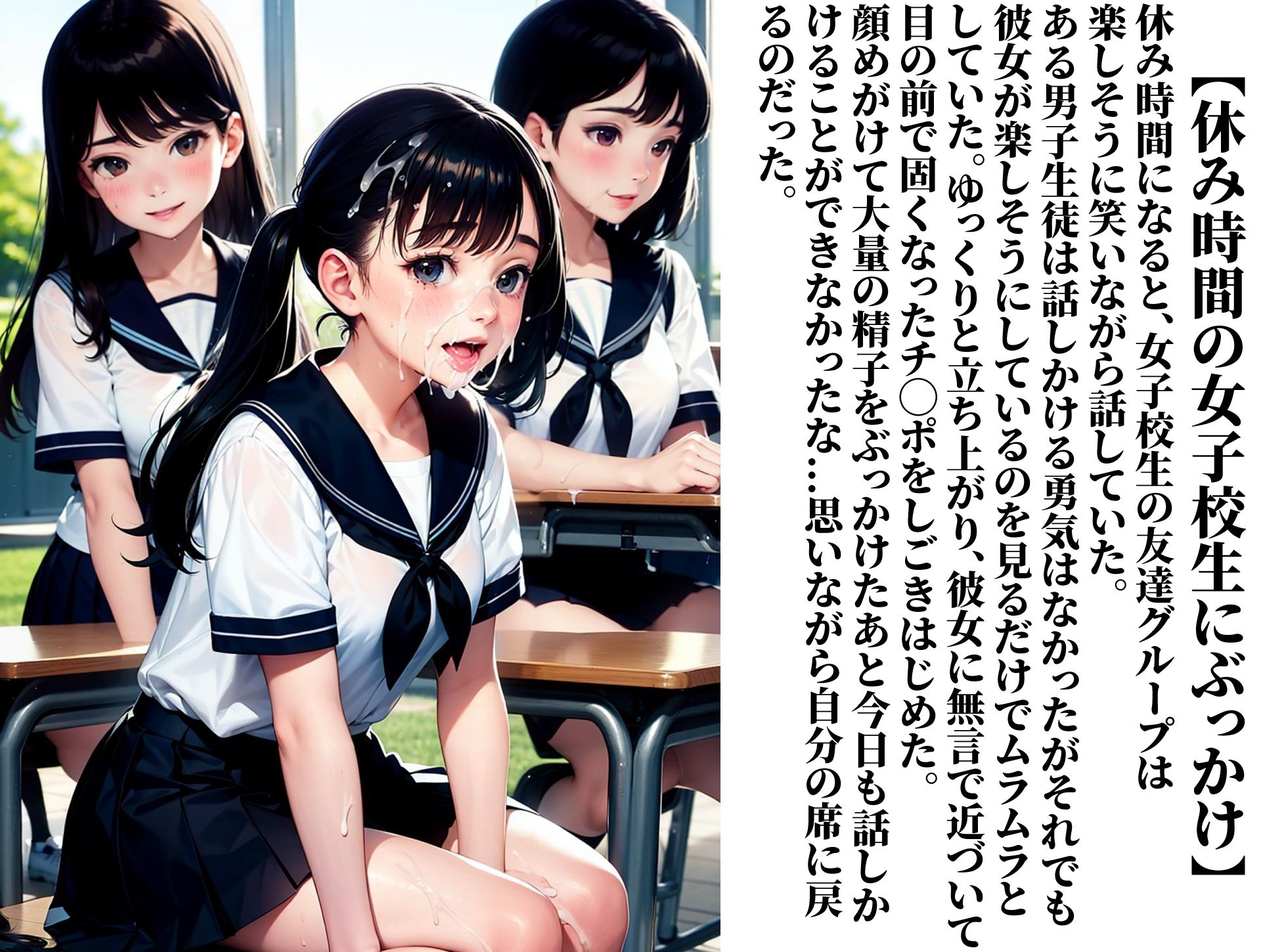 サンプル画像6:ムラムラしたらいつでも女子校生にぶっかけて良い世界(AIいらすとアダルトフリーギャラリー) [d_324981]