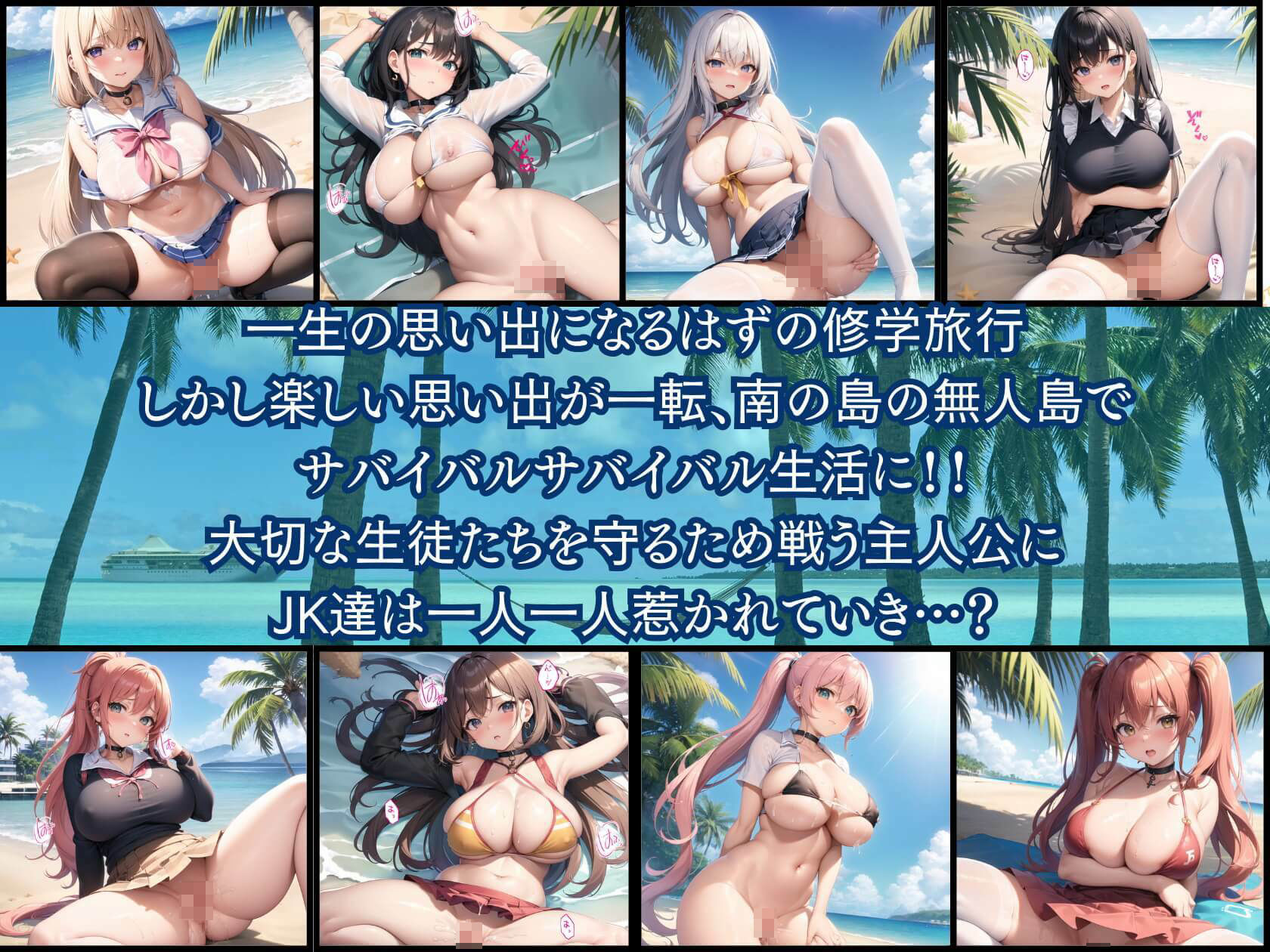 サンプル画像1:美少女漂流記〜無人島でJK達と中出しエッチ性活〜(エメラルドの館) [d_325251]