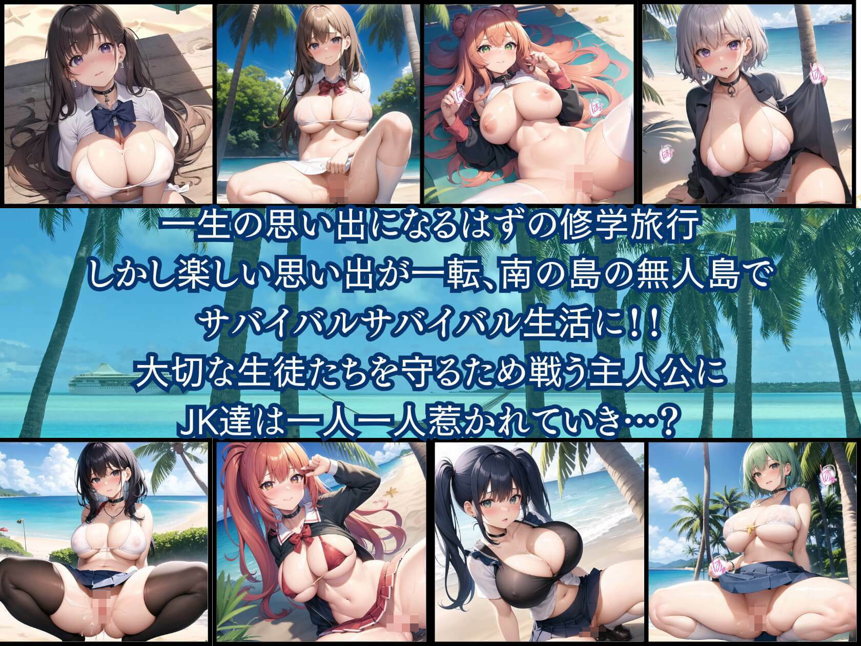 サンプル画像1:美少女漂流記〜無人島でJK達と中出しエッチ性活〜2(エメラルドの館) [d_325254]