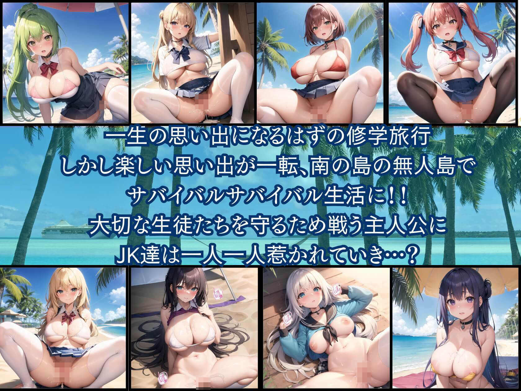 サンプル画像1:美少女漂流記〜無人島でJK達と中出しエッチ性活〜3(エメラルドの館) [d_325257]