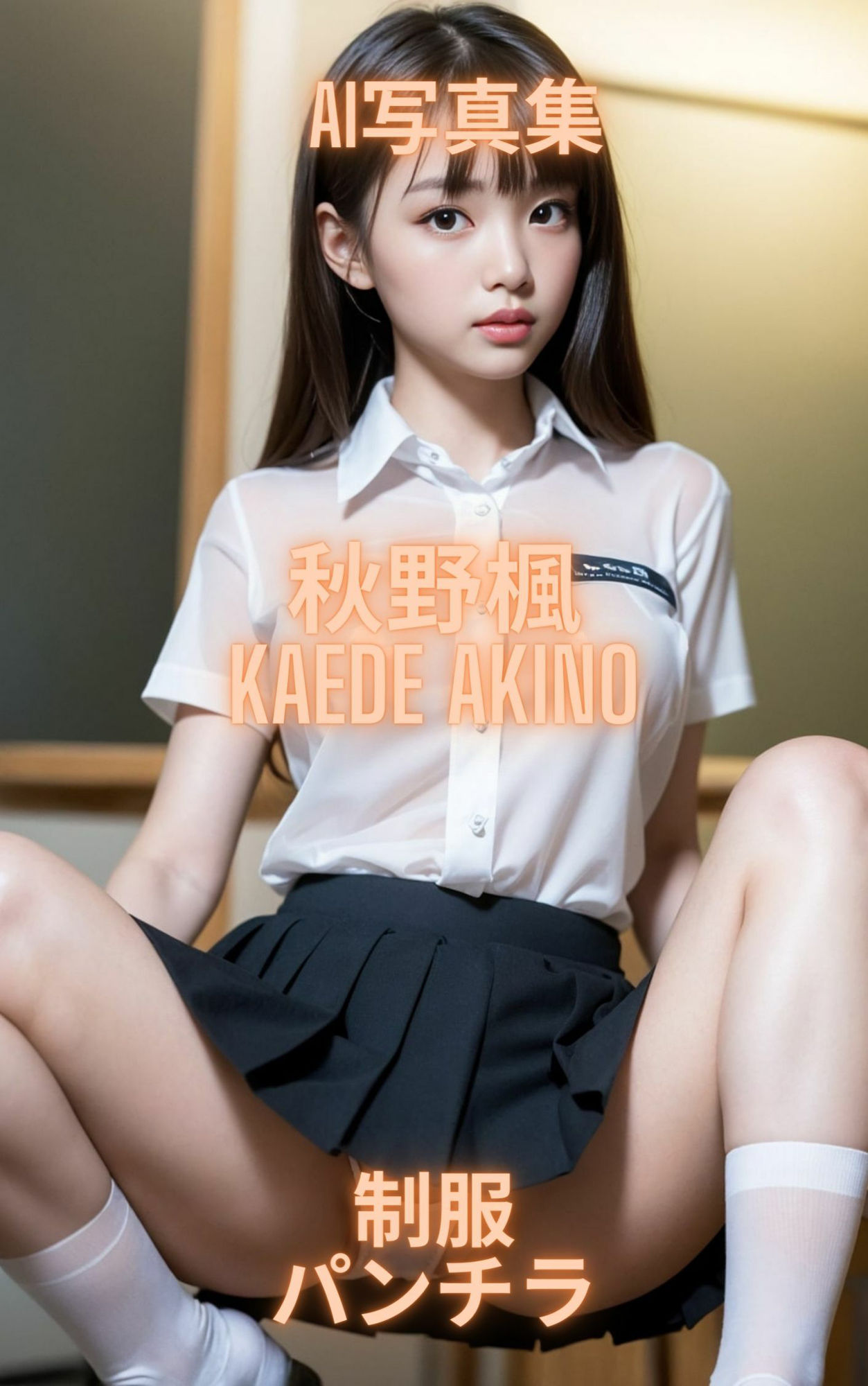 サンプル画像3:AI写真集 秋野楓 Kaede Akino 制服パンチラ(Premium Girls) [d_325266]