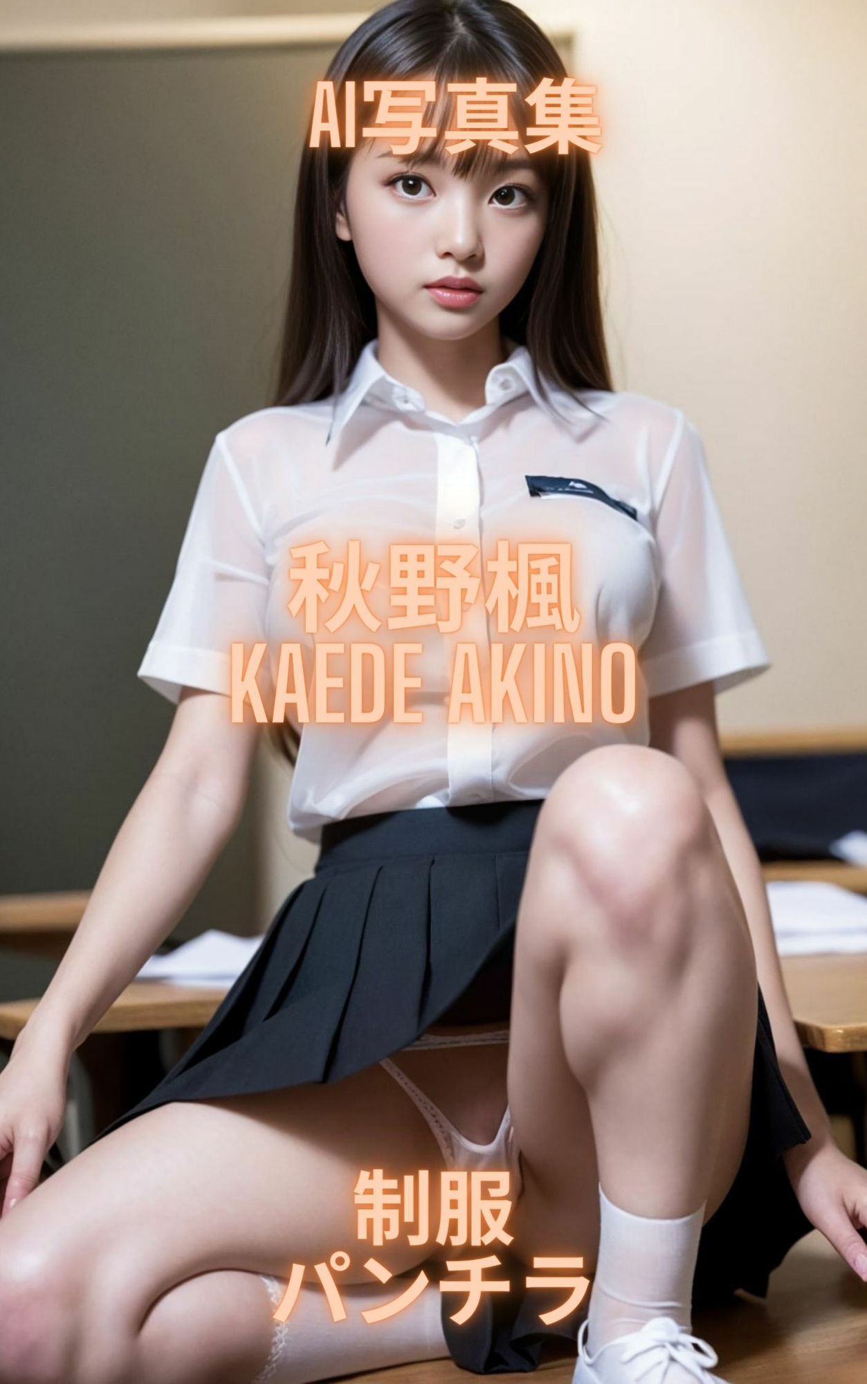 サンプル画像4:AI写真集 秋野楓 Kaede Akino 制服パンチラ(Premium Girls) [d_325266]