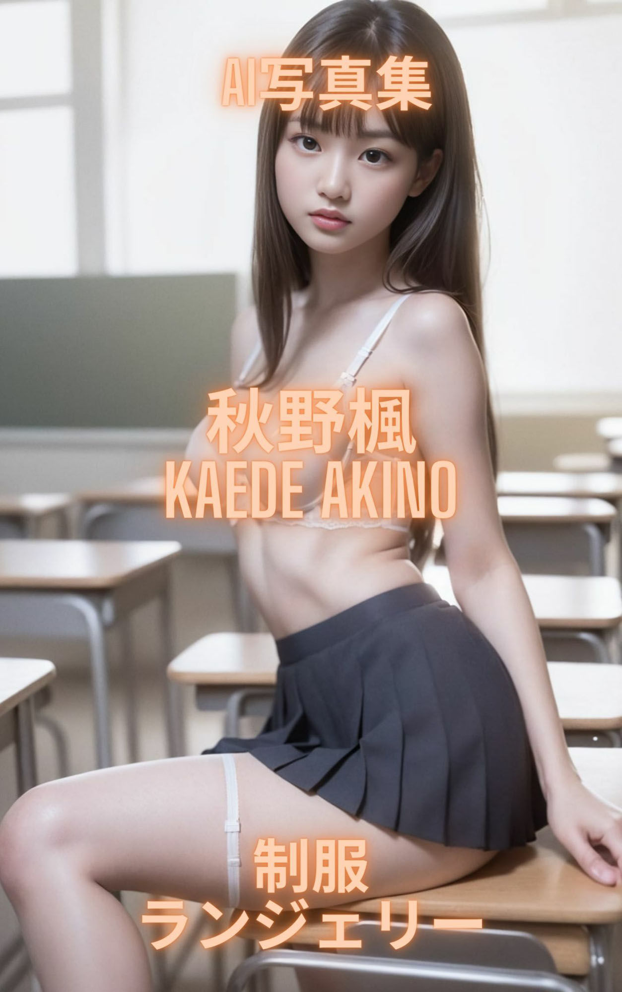 サンプル画像2:AI写真集 秋野楓 Kaede Akino 制服ランジェリー(Premium Girls) [d_325680]