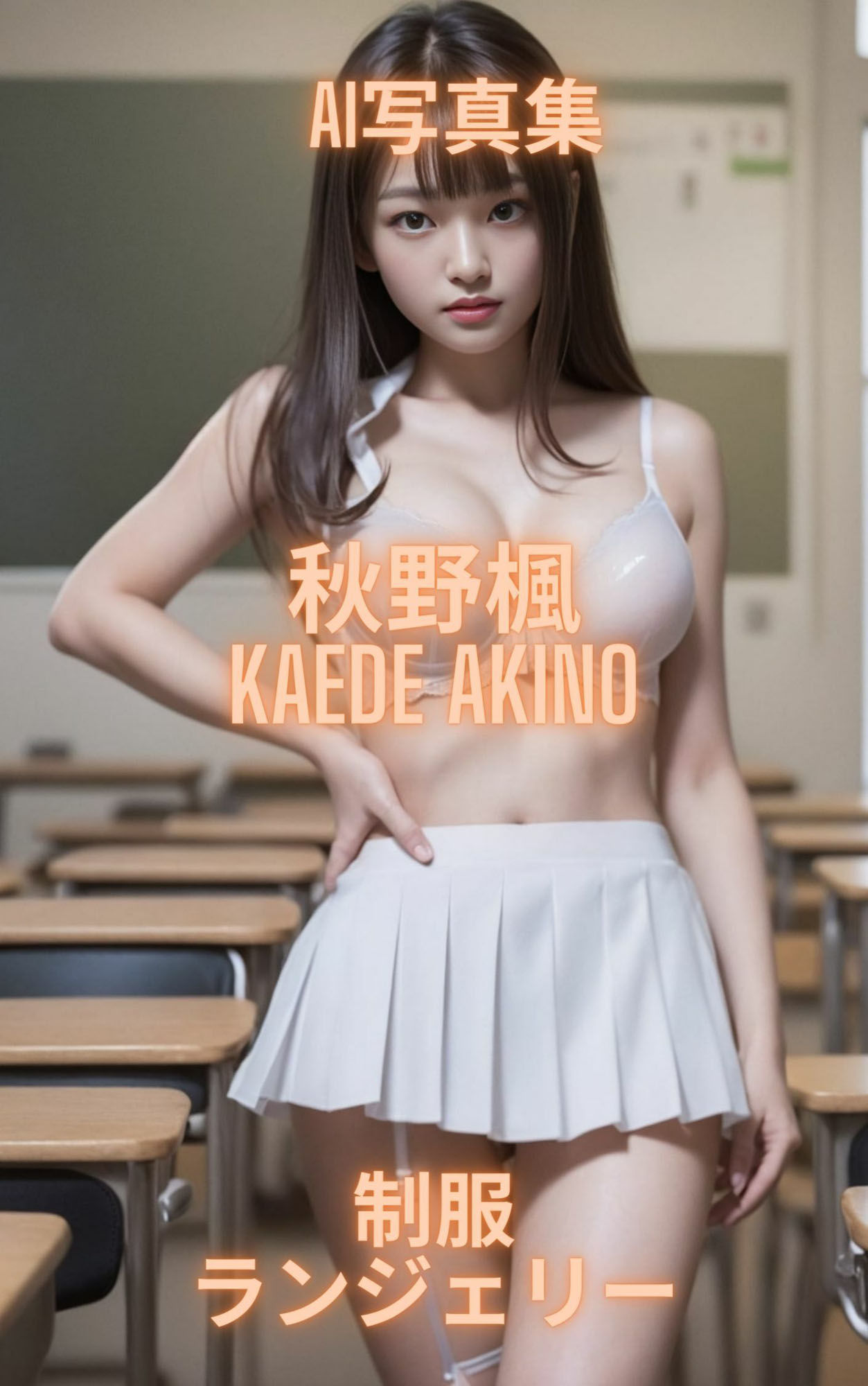 サンプル画像4:AI写真集 秋野楓 Kaede Akino 制服ランジェリー(Premium Girls) [d_325680]