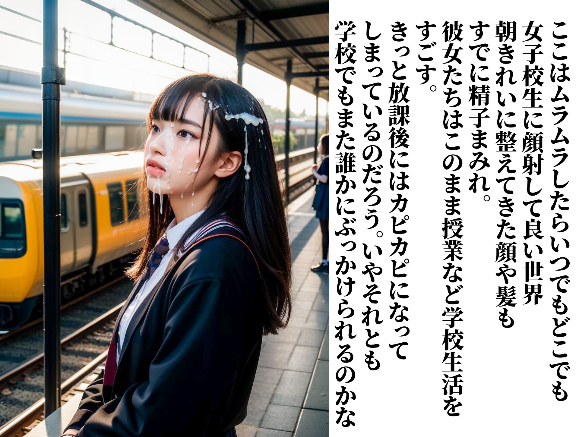 サンプル画像3:女子校生にムラムラしたらいつでも顔射して良い世界(AIアダルトフリーギャラリー) [d_325742]