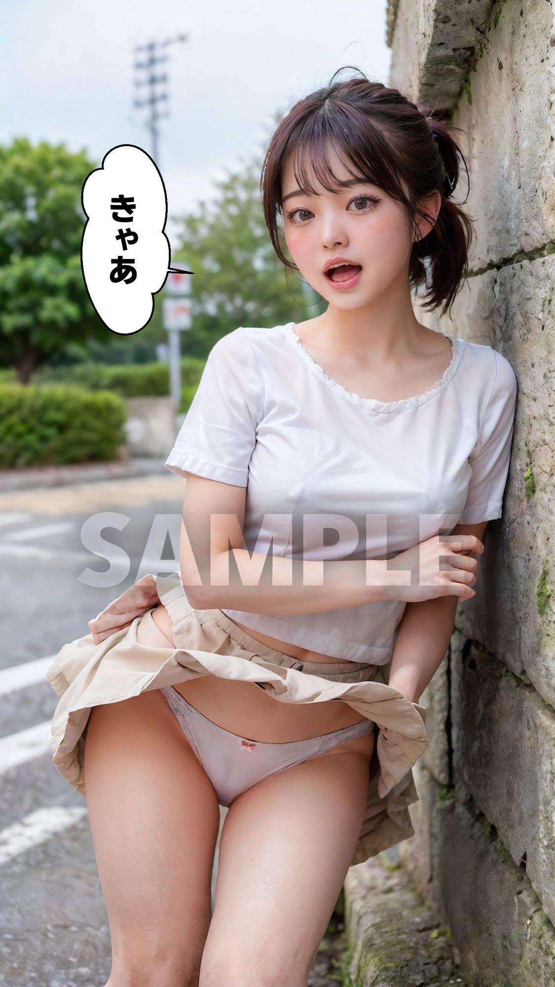 サンプル画像2:強風パンチラ注意報★お天気キャスターもパンチラ放送事故で大ピンチ！！(コメットパンチ) [d_326137]