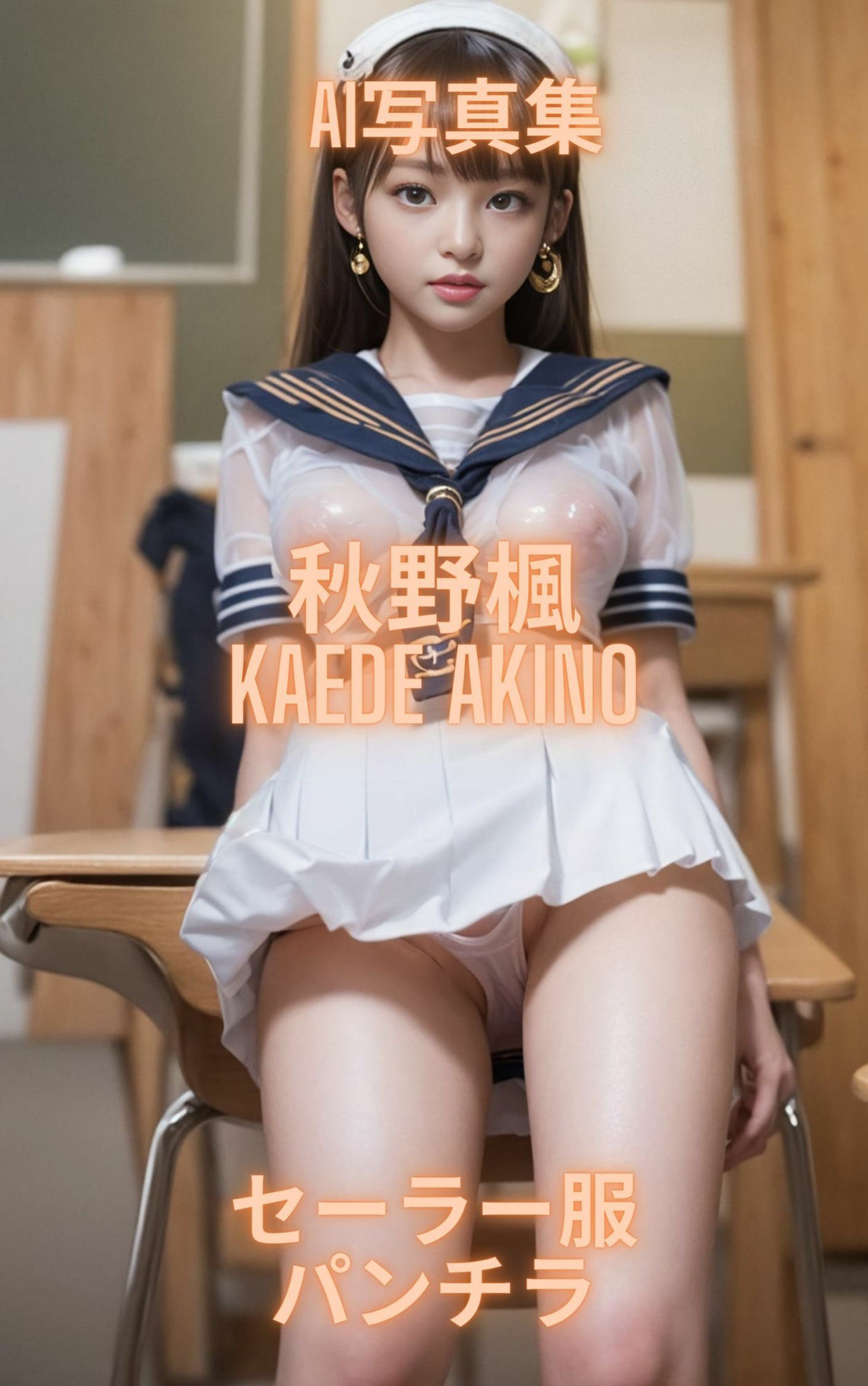 サンプル画像1:AI写真集 秋野楓 Kaede Akino セーラー服パンチラ(Premium Girls) [d_326391]