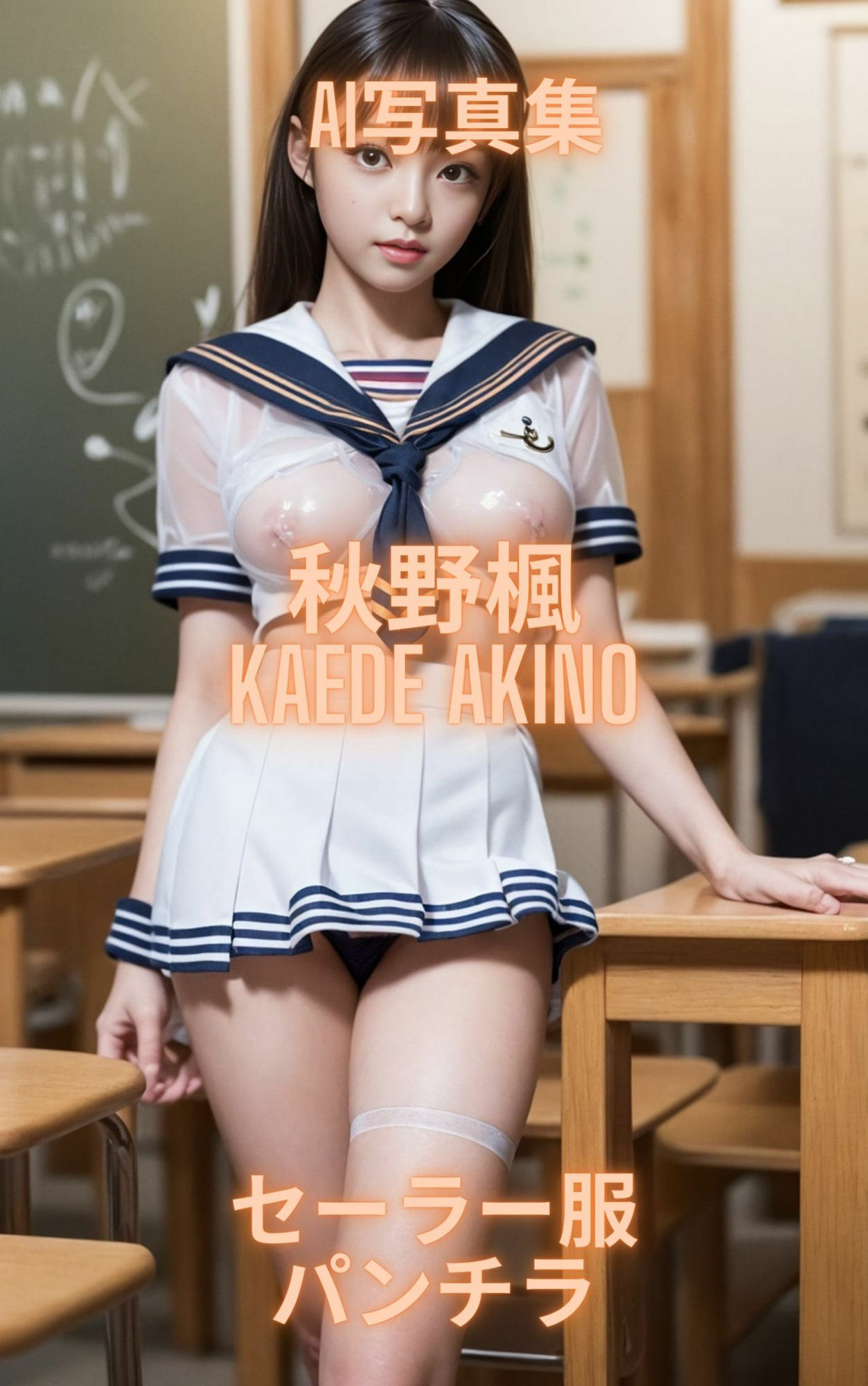 サンプル画像3:AI写真集 秋野楓 Kaede Akino セーラー服パンチラ(Premium Girls) [d_326391]