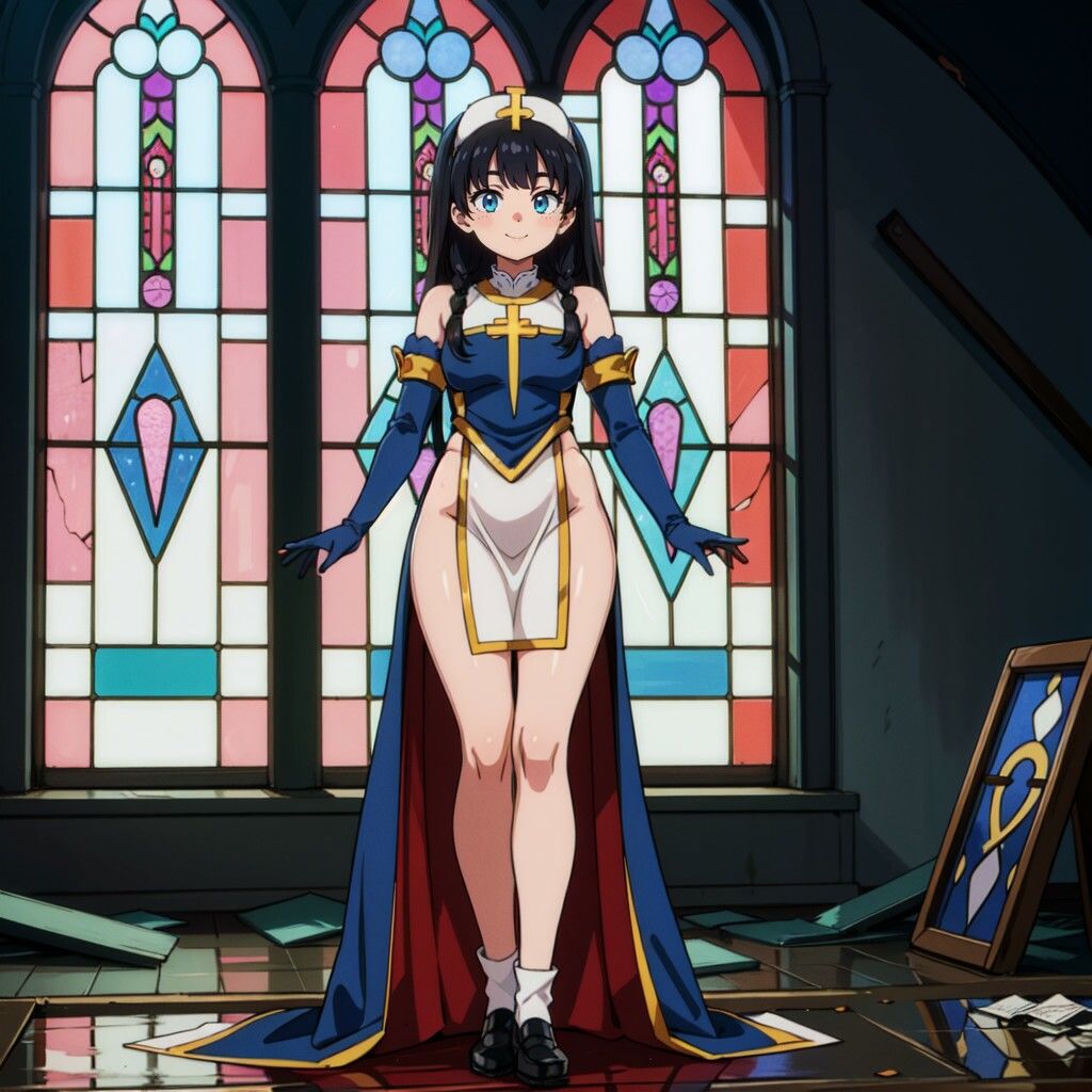 サンプル画像2:黒髪プリーストちゃん立ち絵CG(Crimson AI) [d_326716]