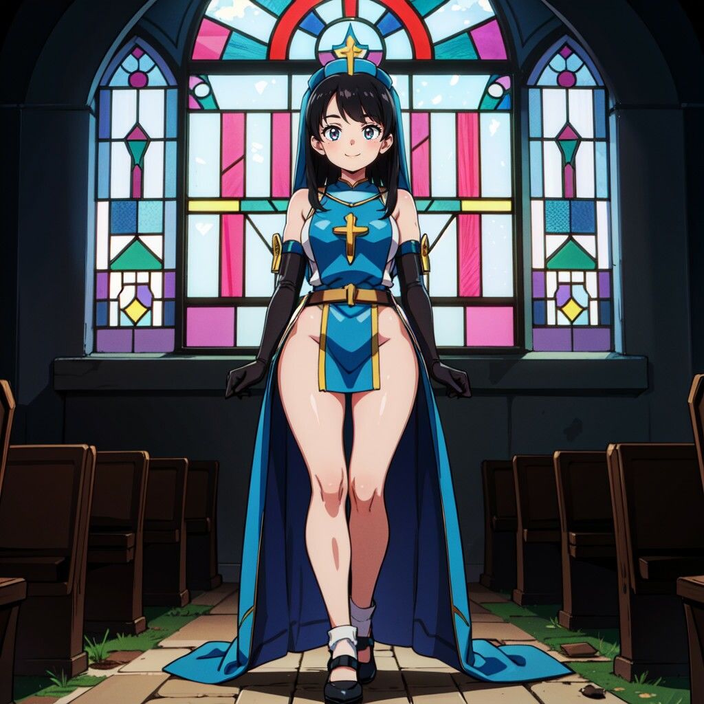 サンプル画像3:黒髪プリーストちゃん立ち絵CG(Crimson AI) [d_326716]