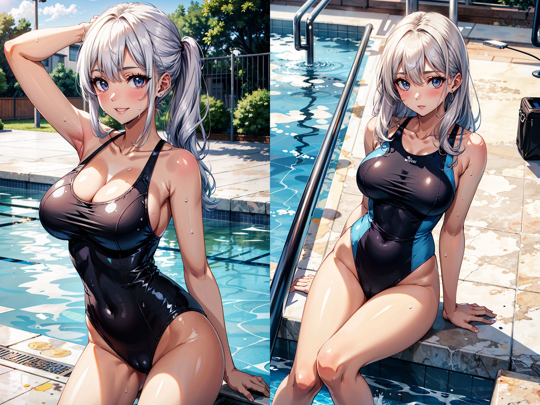 サンプル画像2:教え子の銀髪スク水JKがエロすぎたので肉便器にしてやった(okita) [d_327035]