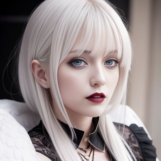 サンプル画像1:ホワイトヘアーのゴシック天使（セリフなし AI画像集）(ファンタスセレブリティ) [d_327352]
