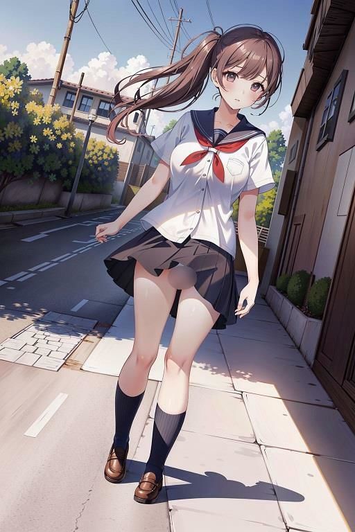 サンプル画像2:制服女子の風チラ(D.P.H.) [d_327424]