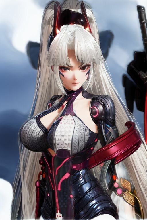 サンプル画像1:爆乳AI白髪戦士1(AI出版) [d_327502]