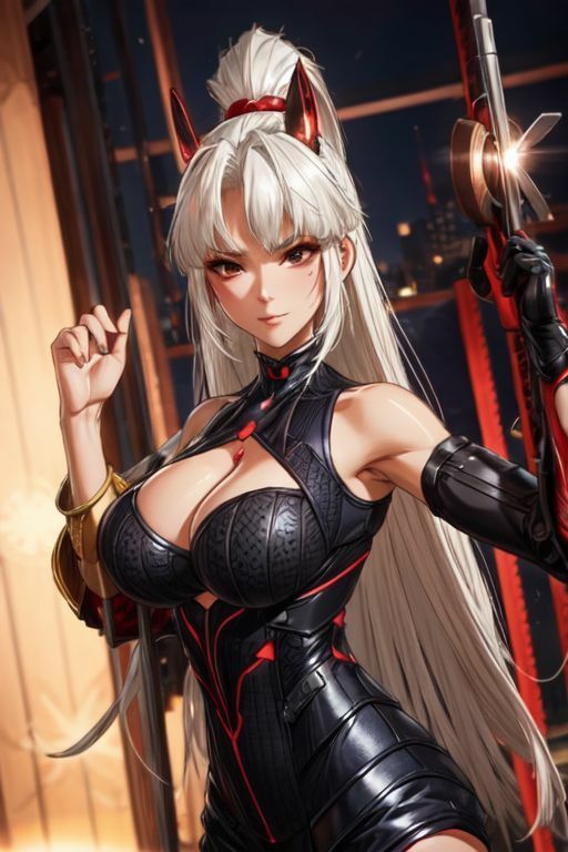 サンプル画像2:爆乳AI白髪戦士1(AI出版) [d_327502]