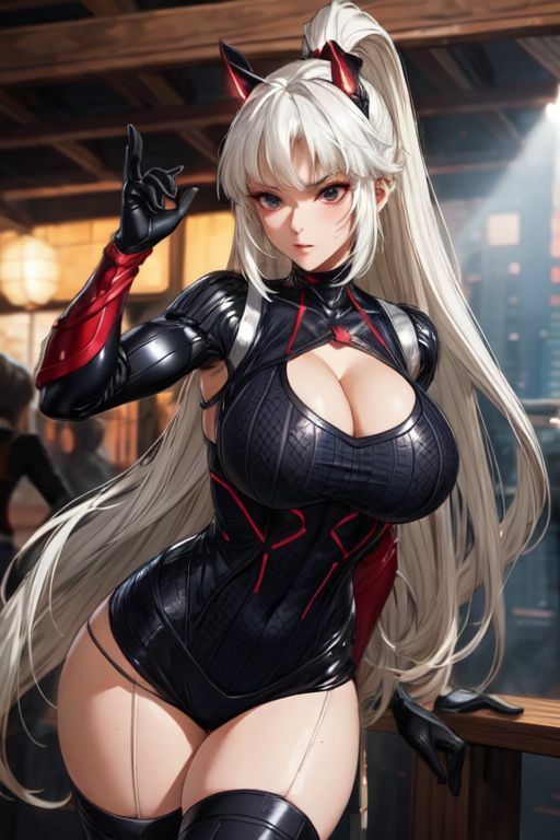 サンプル画像5:爆乳AI白髪戦士1(AI出版) [d_327502]