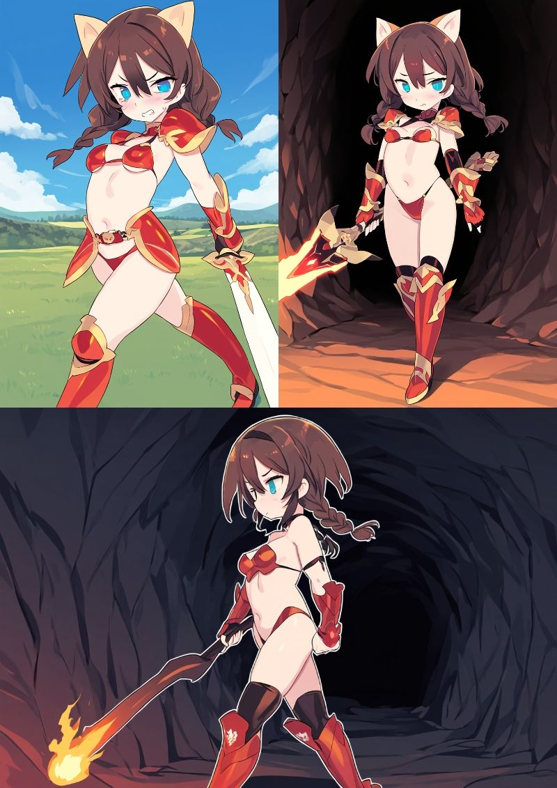 サンプル画像1:ビキニアーマー見習い勇者ちゃん（Lv.2）、はじめての洞窟探検で触手に敗北(新井愛) [d_328031]