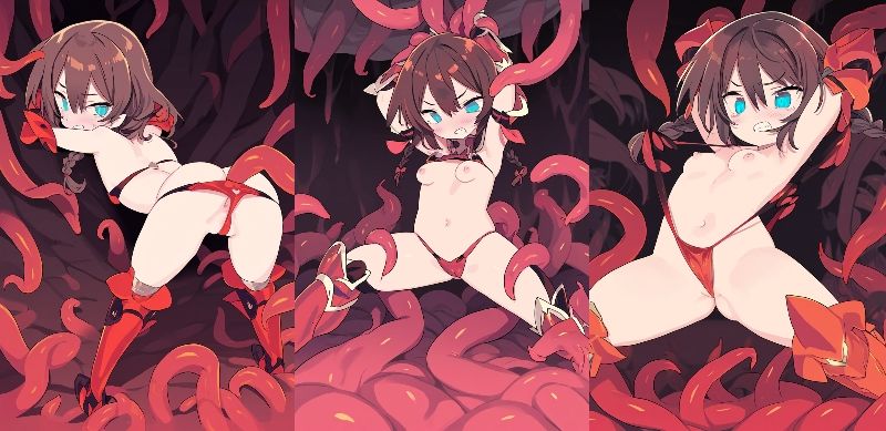 サンプル画像4:ビキニアーマー見習い勇者ちゃん（Lv.2）、はじめての洞窟探検で触手に敗北(新井愛) [d_328031]