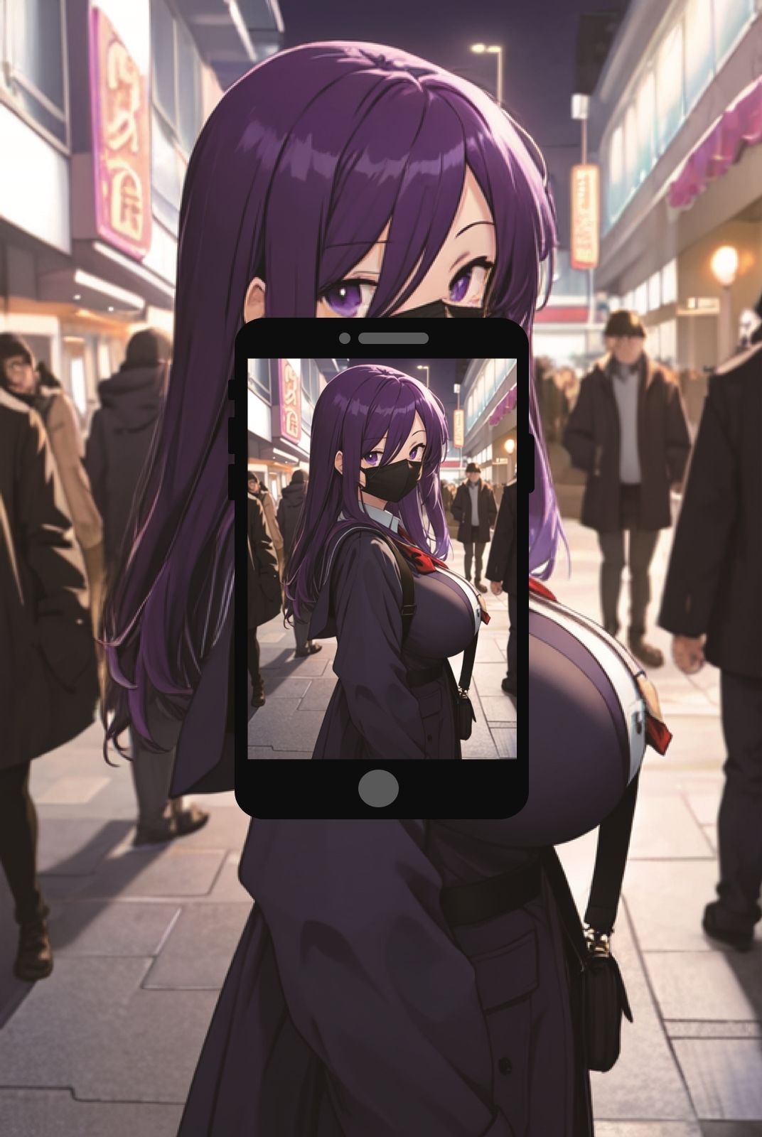 サンプル画像2:おかしなスマホアプリで「マスク女子」を【即オチ2コマ】させる話(くまとねこ屋) [d_328642]